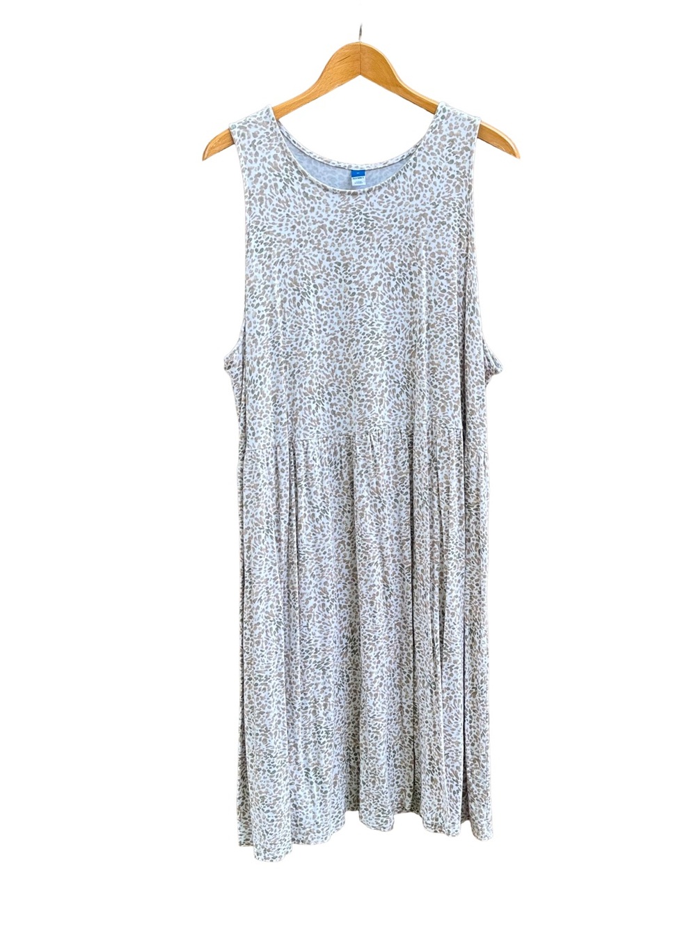 Old Navy Animal Print Babydoll Sleeveless Midi Dress 3X Leopard Tan White Brown